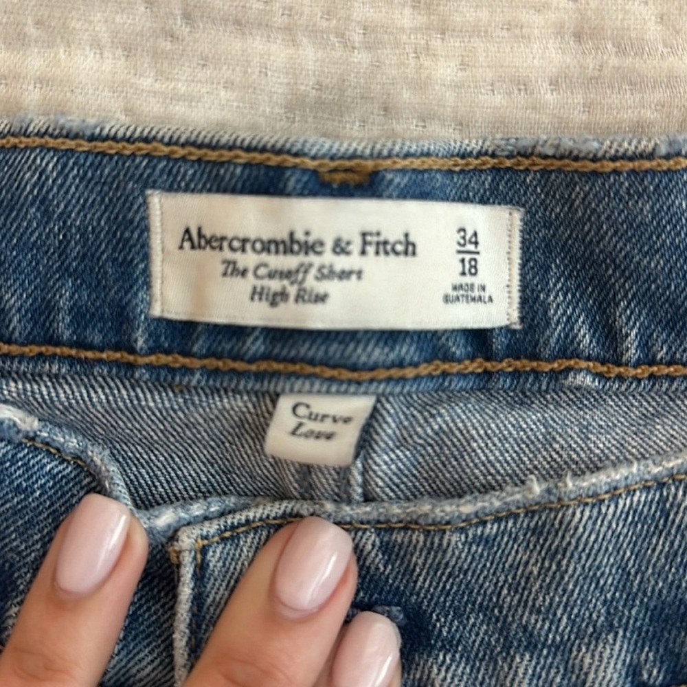 Abercrombie & Fitch Light Blue Distressed Jean Shorts - Picture 3 of 4